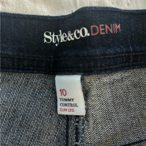 Style & Co Tummy Control Dark Wash jeans. Size 10 Slim leg - Picture 2 of 8